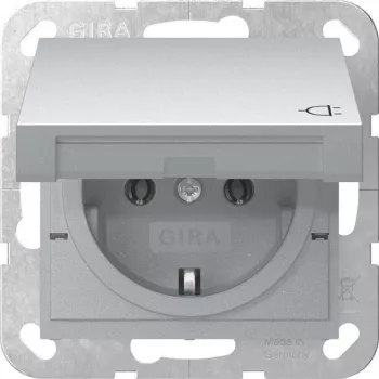GIRA 445426 Toma SCHUKO System 55 empotrable aluminio con tapa abatible, 16 A, 250 V, IP44