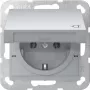 GIRA 445426 Toma SCHUKO System 55 empotrable aluminio con tapa abatible, 16 A, 250 V, IP44