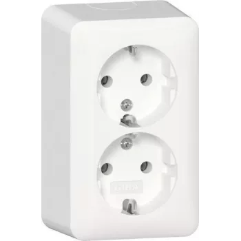 GIRA 478013 toma de corriente SCHUKO 2 tomas con placa de montaje, superficie, blanco puro
