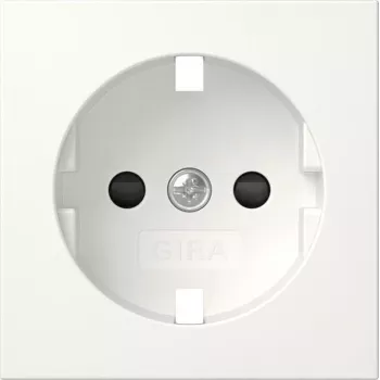 Gira 492103 Tapa para toma de corriente SCHUKO con tapa abatible, System 55, blanco puro
