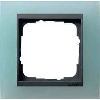 Gira Event Opak Antracita con placa central azul Marco embellecedor 1 elemento 021185