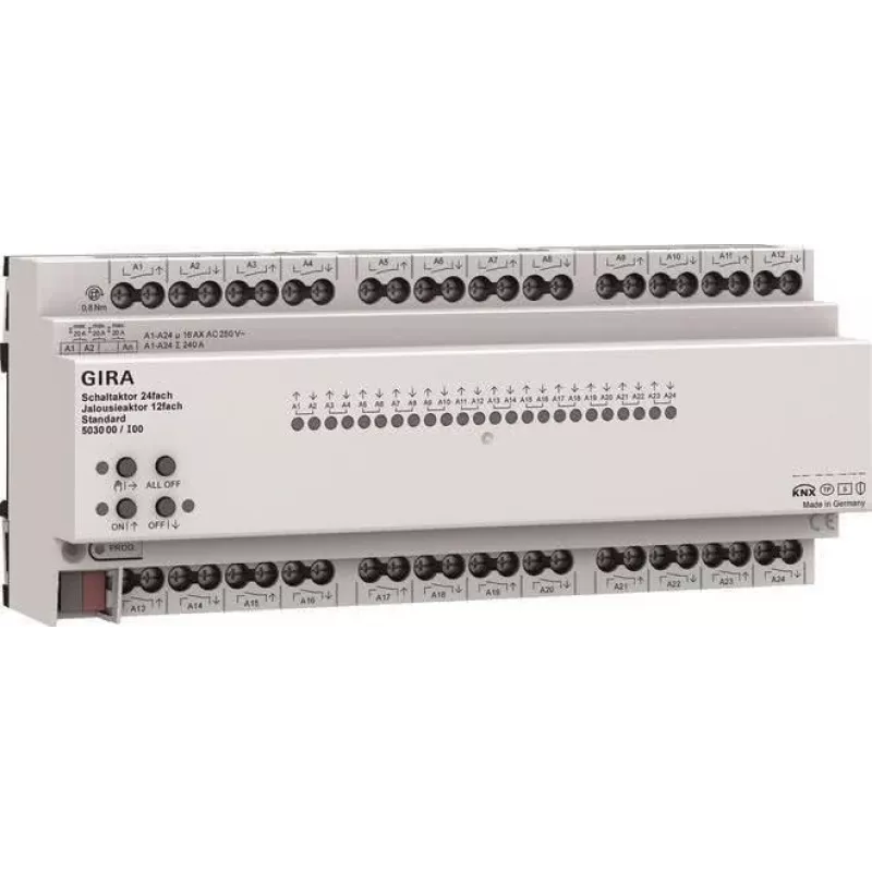 Gira KNX ONE 503000 Actuador de conmutación y persiana 24x/12x 16 A Estándar