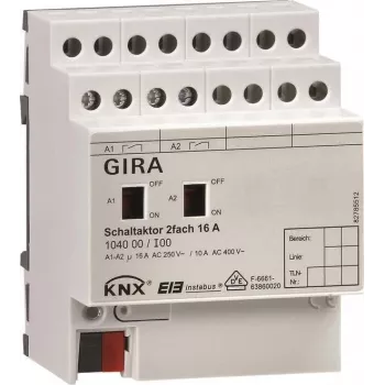 Actuador de conmutación KNX GIRA 2 canales 16A carril DIN 104000