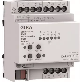 Gira KNX Actuador de conmutación y persiana 6f/3f 16 A 503300