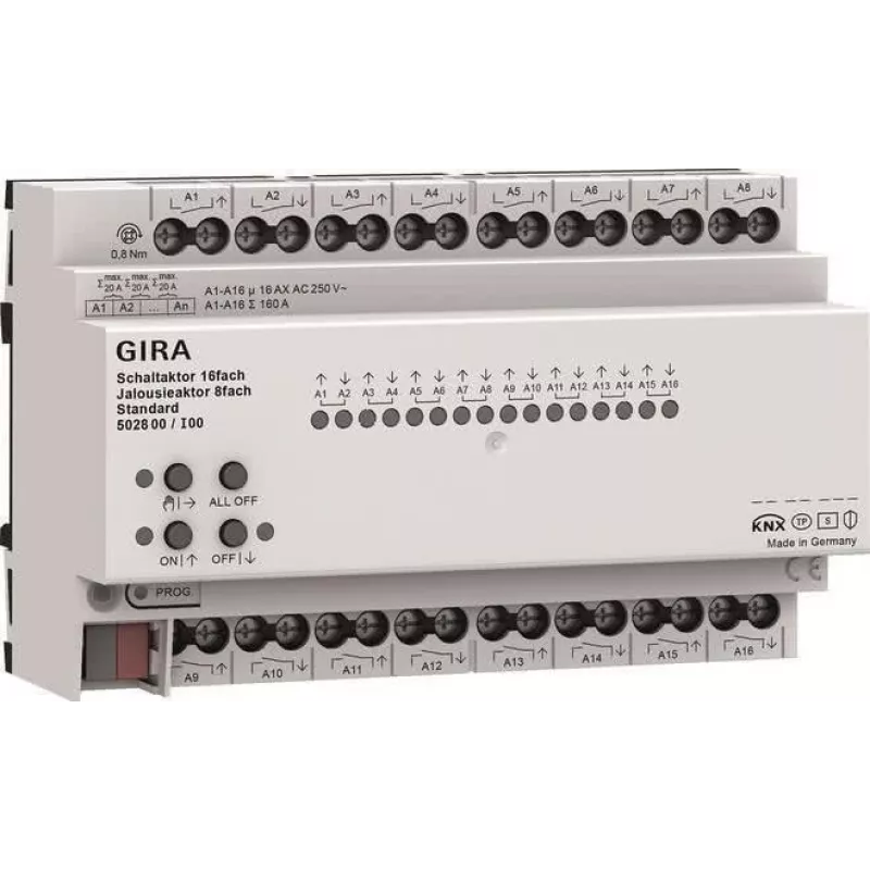 Gira KNX Actuador de conmutación y persiana/estor 16/8 canales 16 A REG Plus con KNX Secure 502800