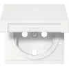 Gira 492227 cubierta con tapa abatible para toma SCHUKO, blanco puro mate