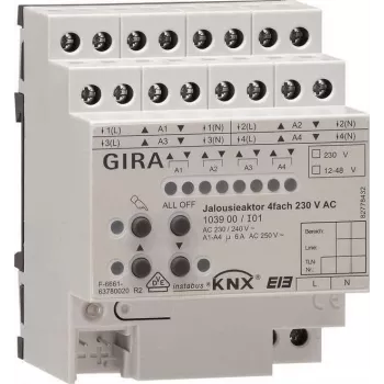 GIRA Actuador de persiana 4 canales REG KNX/EIB 230V AC 103900