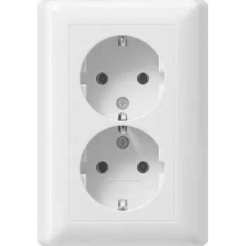 Gira Standard 55 Toma de corriente doble SCHUKO, blanco puro, bornes push-in, sin garras 078803