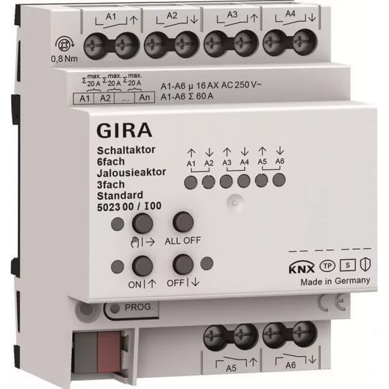 Gira actuador de conmutación y persiana 6f/3f 16 A 502300