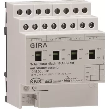 GIRA actuador de conmutación 4 canales carril DIN KNX/EIB 16A carga C 104500
