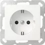 Gira System 55 Toma de corriente SCHUKO, empotrar, blanco puro mate, 16 A, 250 V, con protección infantil elevada 475527
