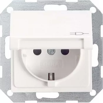 Gira System 55 Mecanismo de toma Schuko, blanco puro brillante, 16 A, 250 V, bornes de tornillo, montaje empotrado 045403