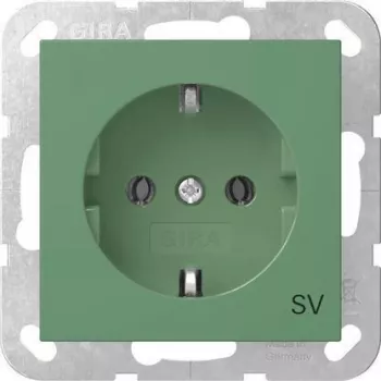Gira System 55 Mecanismo de toma de corriente SCHUKO con protección infantil aumentada, verde 4188107