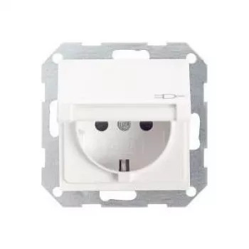 Gira System 55 Toma Schuko con tapa abatible, blanco puro sedoso mate 045427