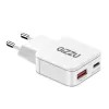 Gizzu Cargador de pared GaN de 2 puertos 20W USB-C PD 3.0 + USB-A QC 3.0 adaptador de carga rápida - blanco
