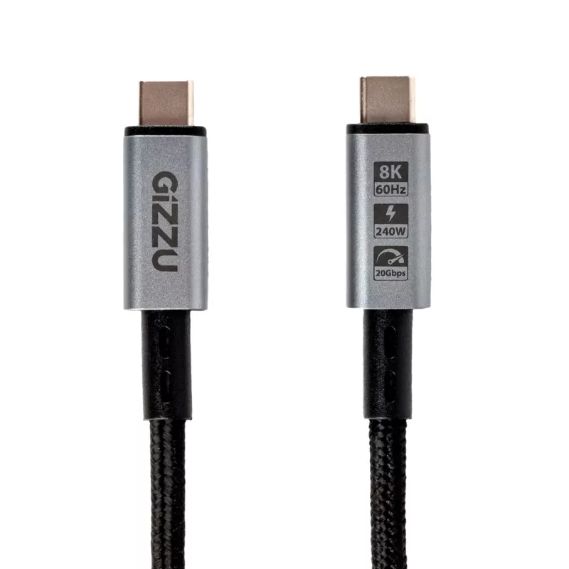 Cable USB-C a USB-C GIZZU 240W 20Gbps 2m negro