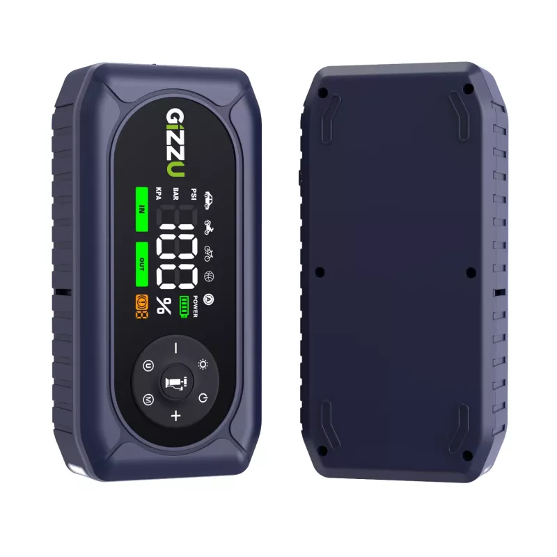 Gizzu Arrancador de emergencia y compresor de aire 4-in-1