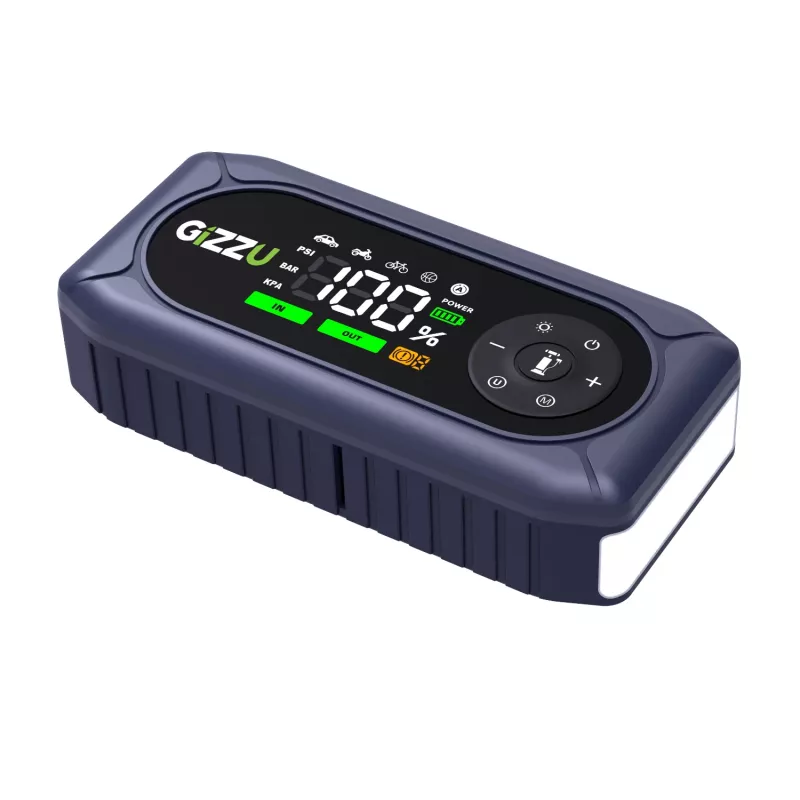 Gizzu Arrancador de emergencia y compresor de aire 4-in-1