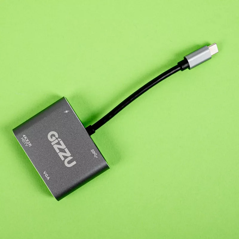 Hub Gizzu 4 en 1 Type-C a HDMI/VGA/USB3.0