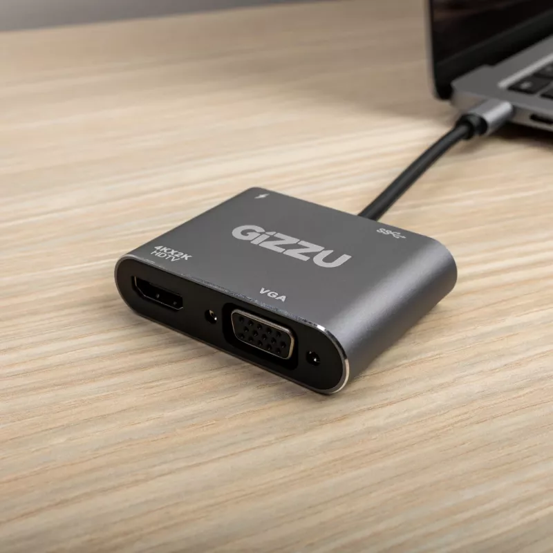 Hub Gizzu 4 en 1 Type-C a HDMI/VGA/USB3.0