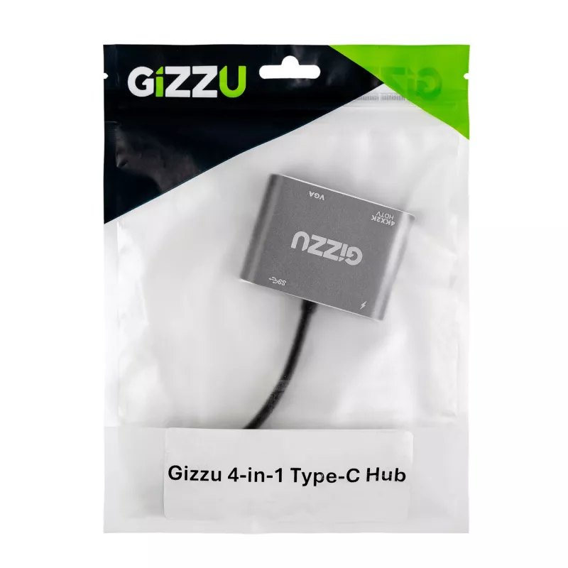 Hub Gizzu 4 en 1 Type-C a HDMI/VGA/USB3.0