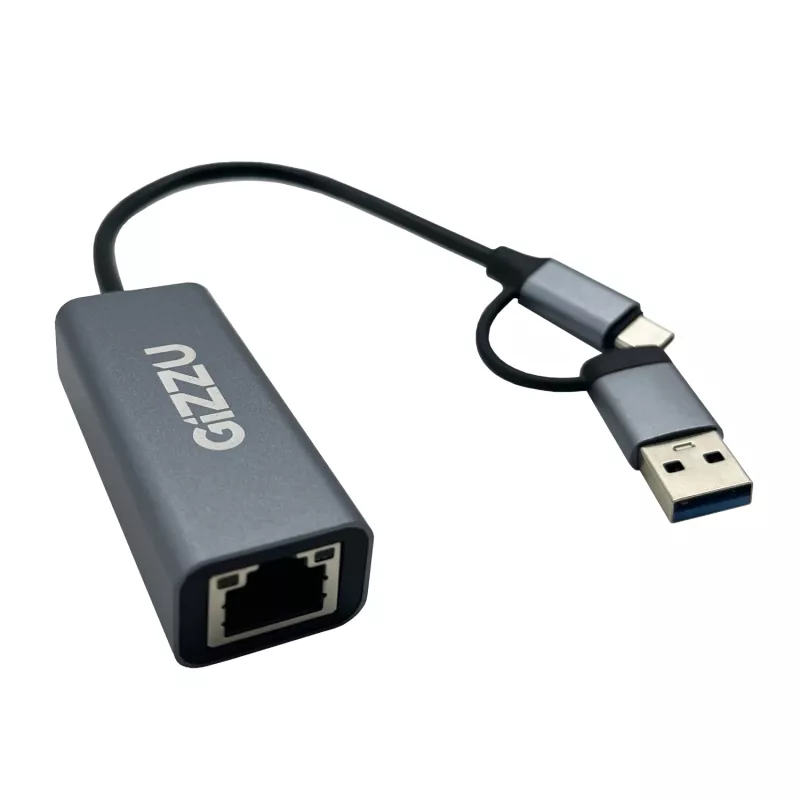 Gizzu Adaptador Type-C/A a Gigabit de Alta Velocidad Poli