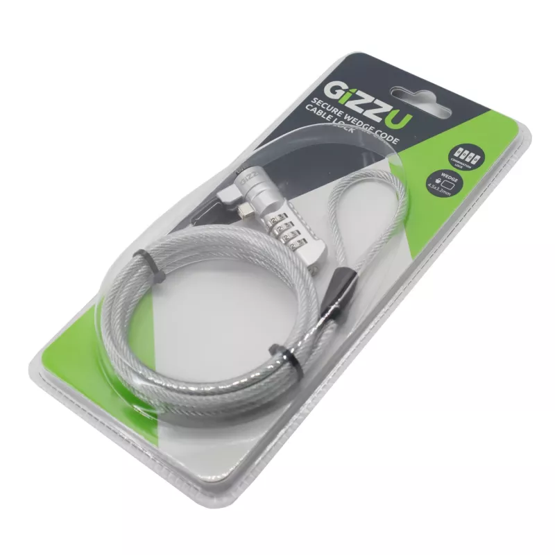 Gizzu Candado de cable con cuña de seguridad con código 1,8 m