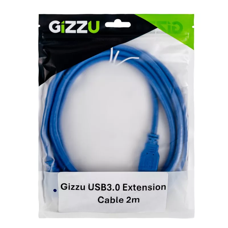 Gizzu Cable de extensión USB 3.0 2m – 5Gbps, conector macho a conector hembra, negro