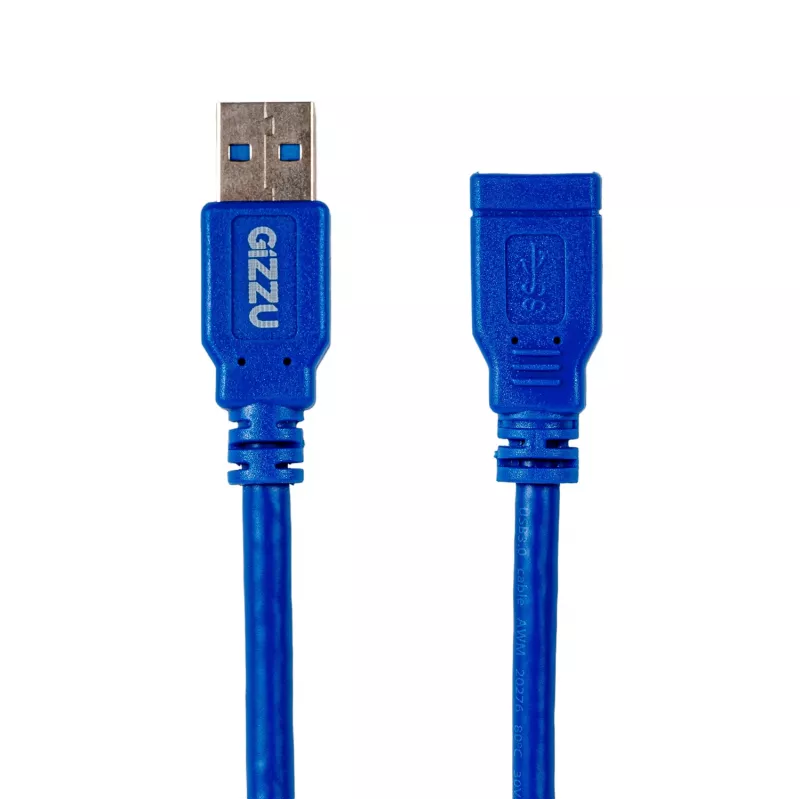 Gizzu Cable de extensión USB 3.0 2m – 5Gbps, conector macho a conector hembra, negro