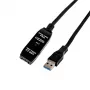 Gizzu Cable de extensión activo USB3.0 10m – Cable repetidor SuperSpeed 5Gbps con amplificador de señal, USB-A macho a hembra, alimentado por bus con puerto DC opcional, negro