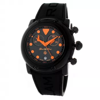 GLAM ROCK GR61114 Reloj de mujer de cuarzo analógico 46mm acero inoxidable esfera negra pulsera de piel