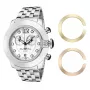 GLAM ROCK cronógrafo de mujer de cuarzo suizo Miami Beach GR32154 - 44mm caja de acero inoxidable, correa de silicona blanca