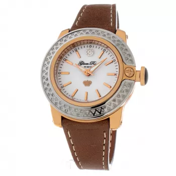 GLAM ROCK Reloj para mujer GR31007D 40mm Cuarzo suizo Acero inoxidable Esfera de nácar blanca Correa de piel blanca