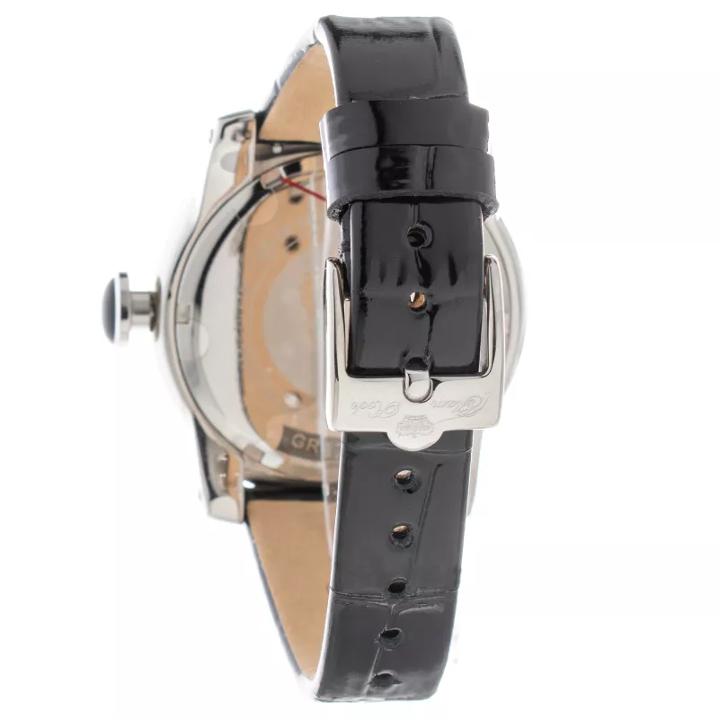 GLAM ROCK reloj de mujer de cuarzo suizo GR32018-BB (44mm) – bisel de cerámica negro, correa de silicona