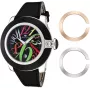 GLAM ROCK Reloj de mujer GR32018 Miami Collection 44mm Cuarzo suizo Acero inoxidable Piel Negro