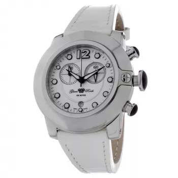 Reloj de mujer GLAM ROCK GR32153 44mm cuarzo suizo esfera de nácar blanca correa de piel blanca