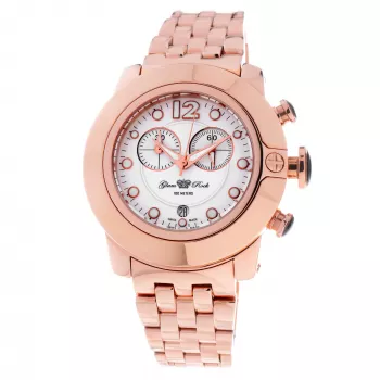 GLAM ROCK Reloj de mujer GR32180 44mm Swiss Cuarzo Cronógrafo Blanco Silicona