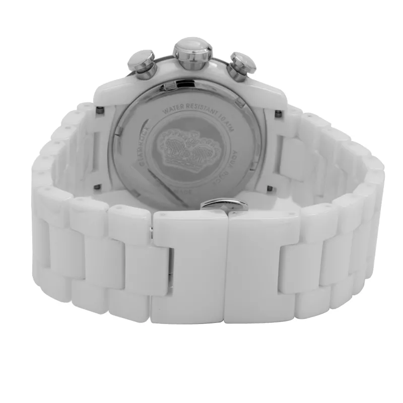 GLAM ROCK reloj de mujer de cuarzo suizo GR50116D (42mm) - esfera blanca de nácar, correa de silicona blanca