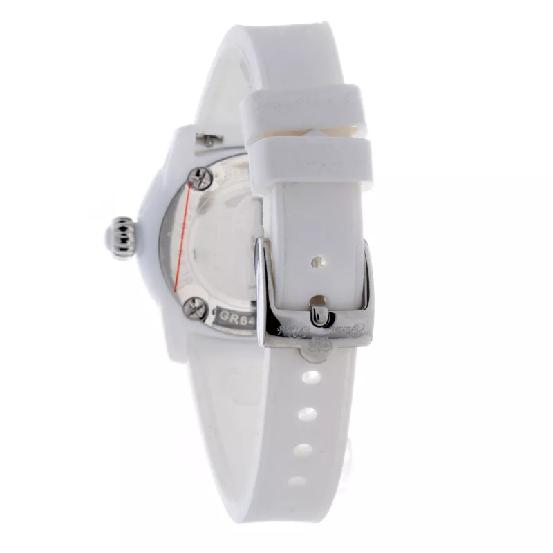 GLAM ROCK reloj para mujer GR64005 (40mm) – cuarzo suizo, bisel de cerámica blanca, correa de silicona