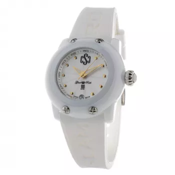 Reloj de mujer GLAM ROCK GR64005 (40mm) - Cuarzo suizo, bisel de cerámica blanca, correa de silicona