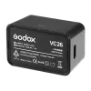 Cargador USB-C Godox VC26 para baterías de flash V1 y V860III – entrada 5V/2A, salida 8,4V/1A, indicador LED, incluye cable USB-A a USB-C