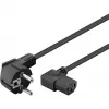 Goobay 51320 Cable de alimentación, conector macho Schuko (acodado) a conector hembra IEC C13, negro, 5 m