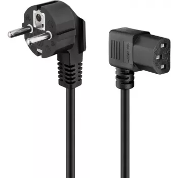 Goobay 51320 Cable de alimentación, conector macho Schuko (acodado) a conector hembra IEC C13, negro, 5 m