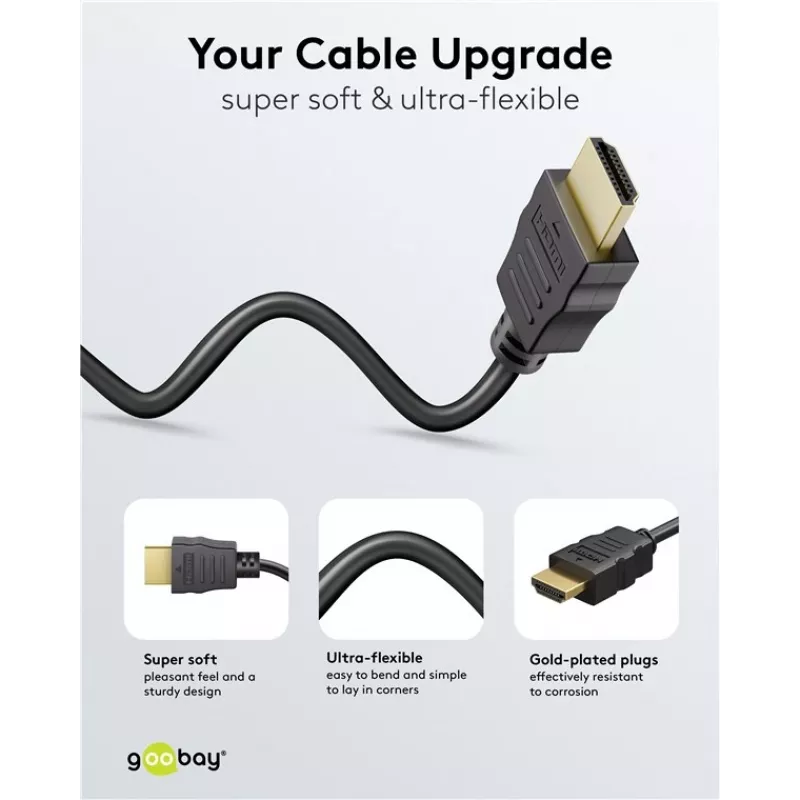 Goobay 80105 cable HDMI Soft High-Speed con Ethernet - 5m negro