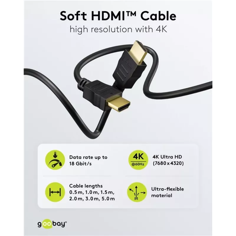 Goobay 80105 cable HDMI Soft High-Speed con Ethernet - 5m negro
