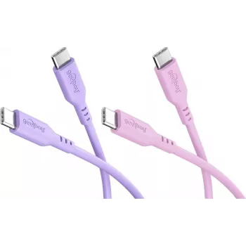 Goobay Berry Swirl Set de 2 cables USB-C de silicona, 1,5 m, lila y rosa 81273