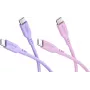 Goobay Berry Swirl Set de 2 cables USB-C de silicona, 1,5 m, lila y rosa 81273