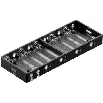 Goobay BH AA 10xL portapilas pasivo para 10 pilas AA, conexión en serie, salida 15V, negro 11986