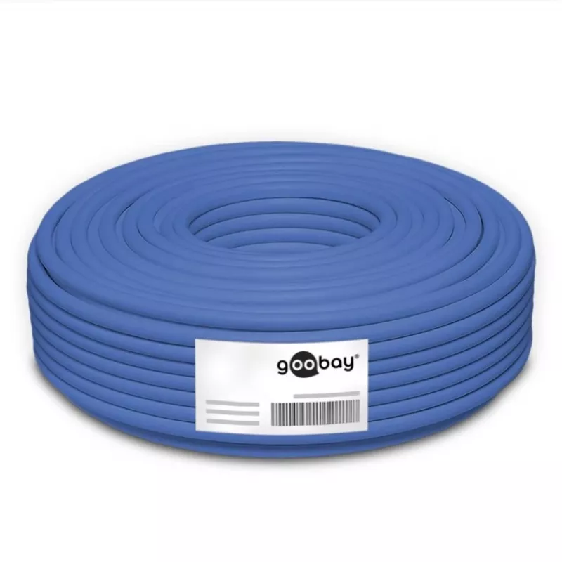 Cable de red CAT 6a U/UTP Goobay 50 m azul - cobre macizo, AWG 23/1, LSZH (96092)