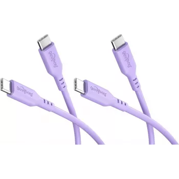 Goobay Set de 2 cables USB-C de silicona, 1,5 m, lila (81249)